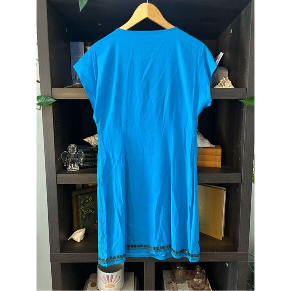 NWT Hale Bob Teal Blue Beaded V-Neck Silk Blend Mini Dress Size Small - Picture 2 of 7